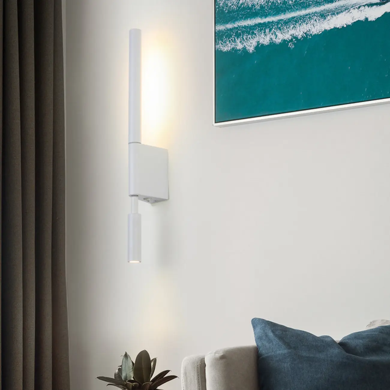 Mini Geometric White 2-Light Wall Sconce with LED for Indoor | homeyfad
