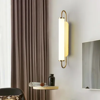 Nordic Cylinder Glass Metal Gold LED Vanity Light Image - 1