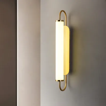 Nordic Cylinder Glass Metal Gold LED Vanity Light Image - 3