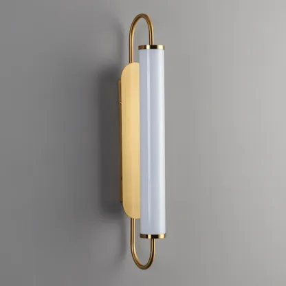 Nordic Cylinder Glass Metal Gold LED Vanity Light Image - 7