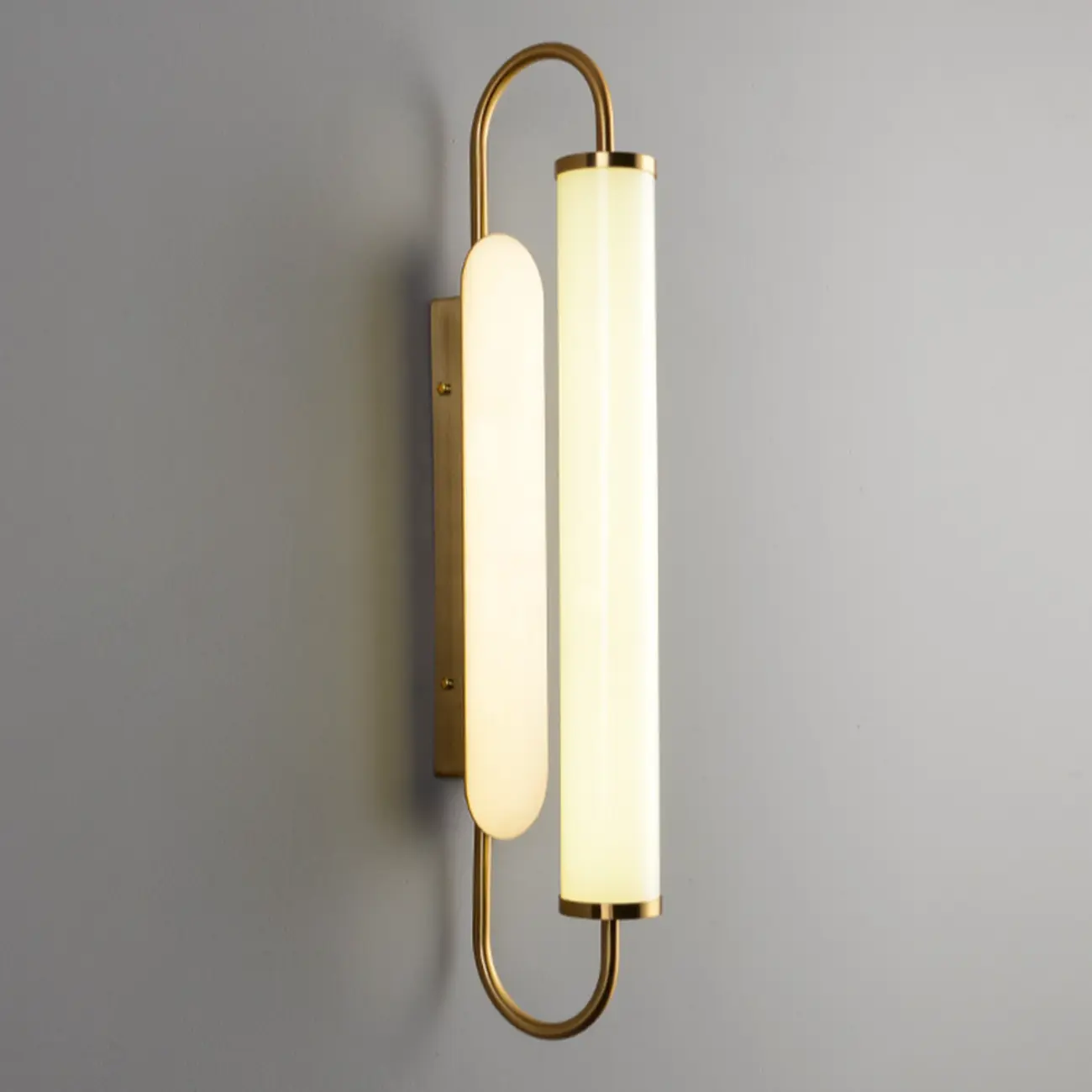 Nordic Cylinder Glass Metal Gold LED Vanity Light Image - 6 | homeyfad