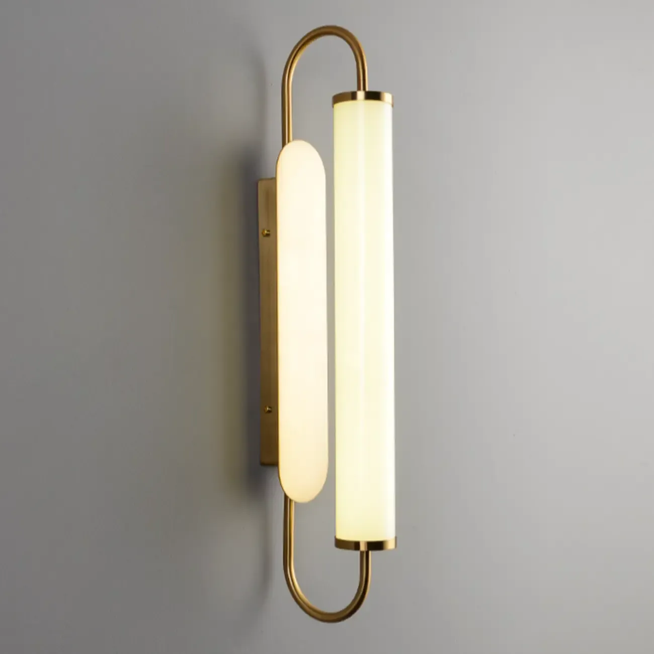 Nordic Cylinder Glass Metal Gold LED Vanity Light Image - 6