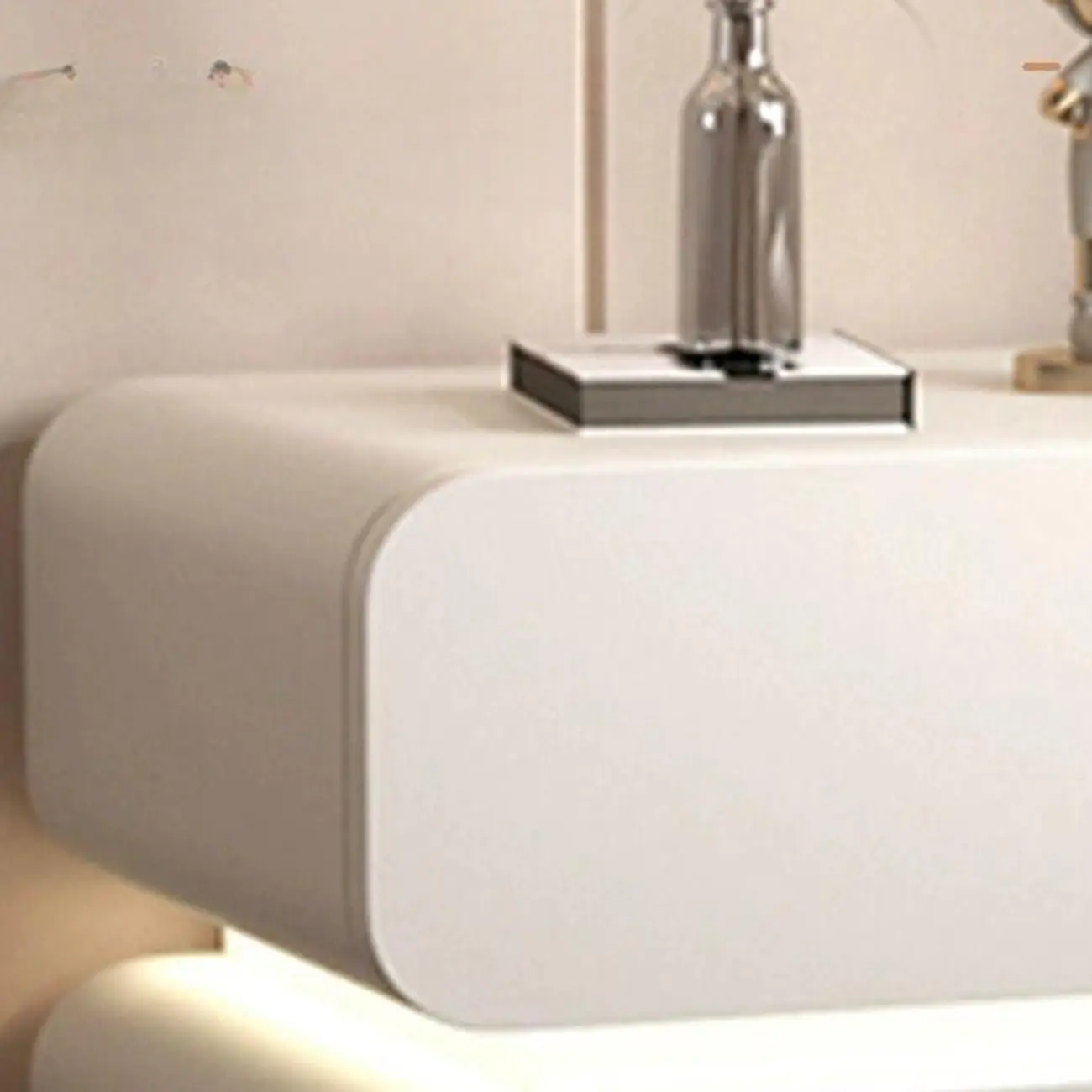 Modern Wood White Lighting 2-Drawer Nightstand Image - 8 | homeyfad