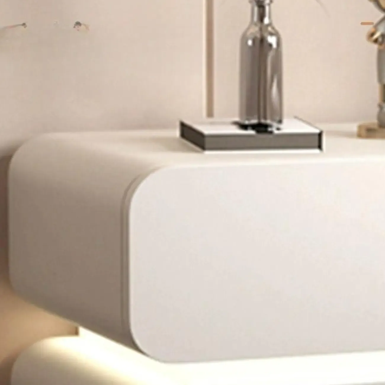 Modern Wood White Lighting 2-Drawer Nightstand Image - 8