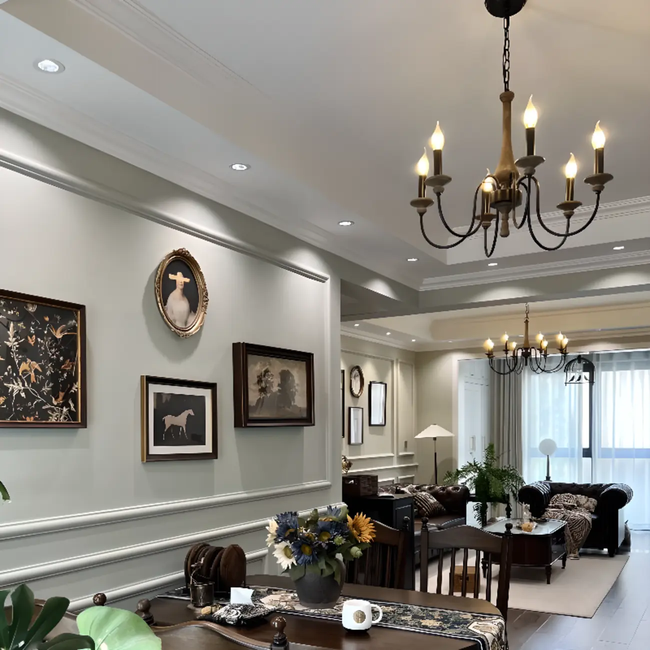 Vintage Metal Classic Candelabra Chandelier Adjustable Height Image - 3 | homeyfad