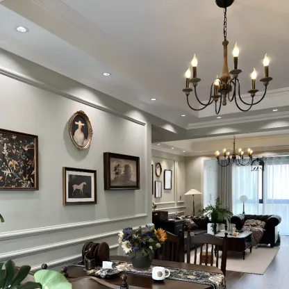 Vintage Metal Classic Candelabra Chandelier Adjustable Height Image - 3