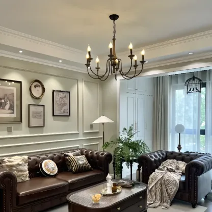 Vintage Metal Classic Candelabra Chandelier Adjustable Height Image - 2