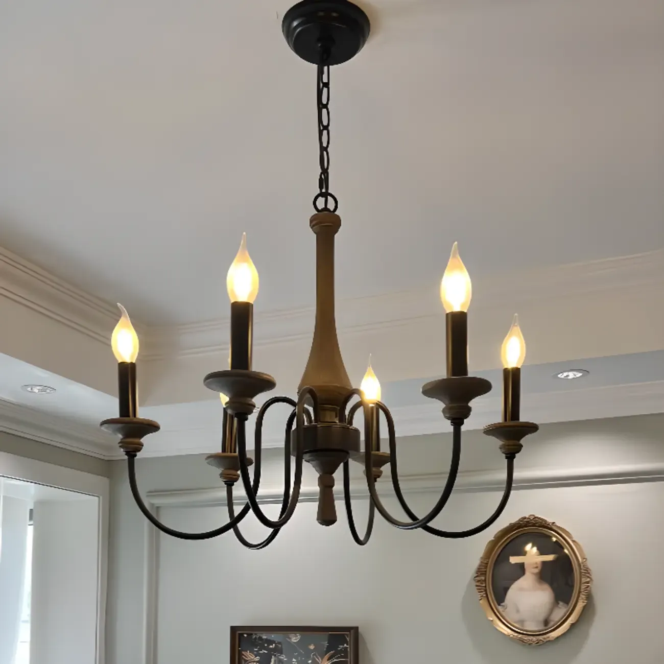 Vintage Metal Classic Candelabra Chandelier Adjustable Height Image - 1