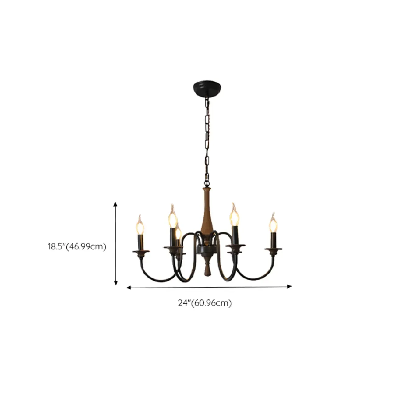 Vintage Metal Classic Candelabra Chandelier Adjustable Height Image - 12