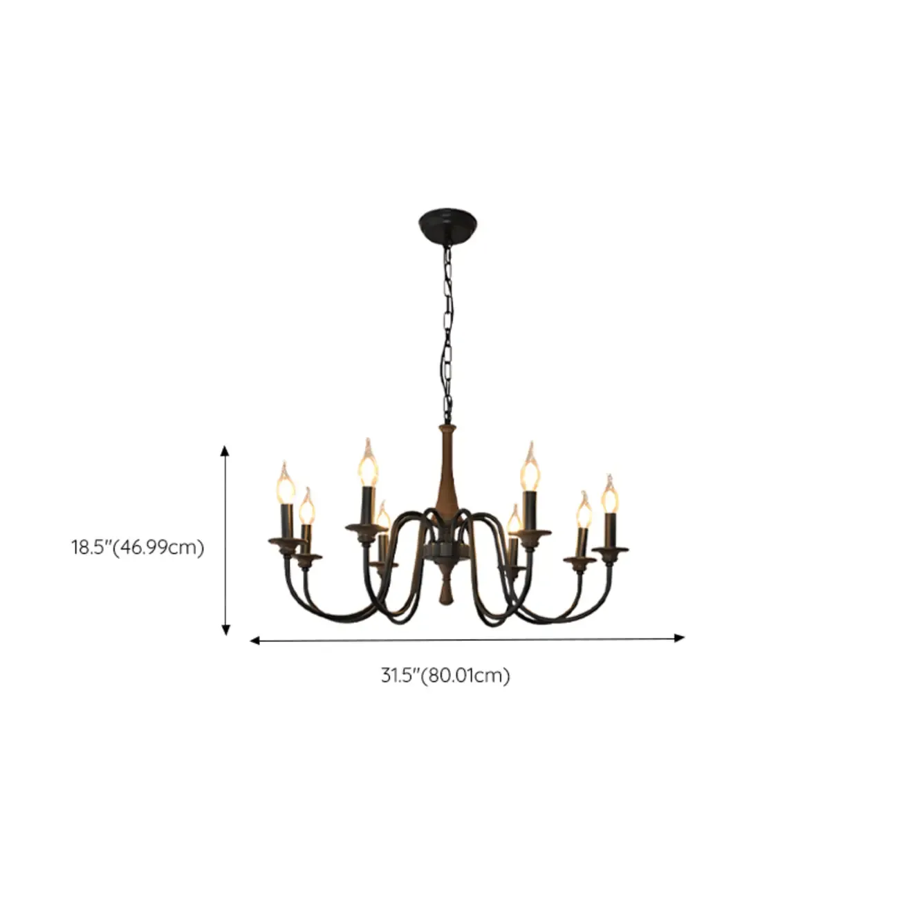 Vintage Metal Classic Candelabra Chandelier Adjustable Height Image - 13