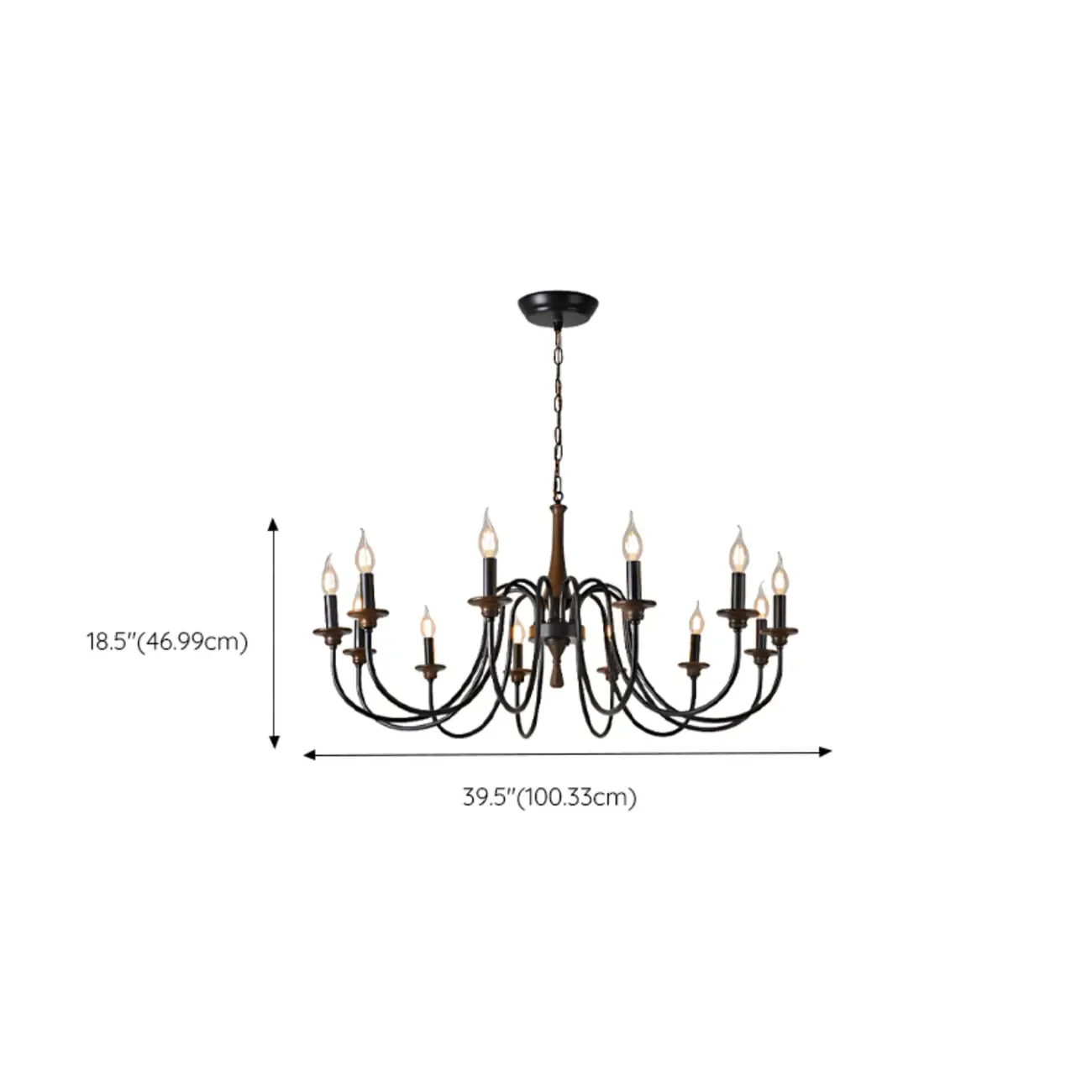 Vintage Metal Classic Candelabra Chandelier Adjustable Height Image - 15