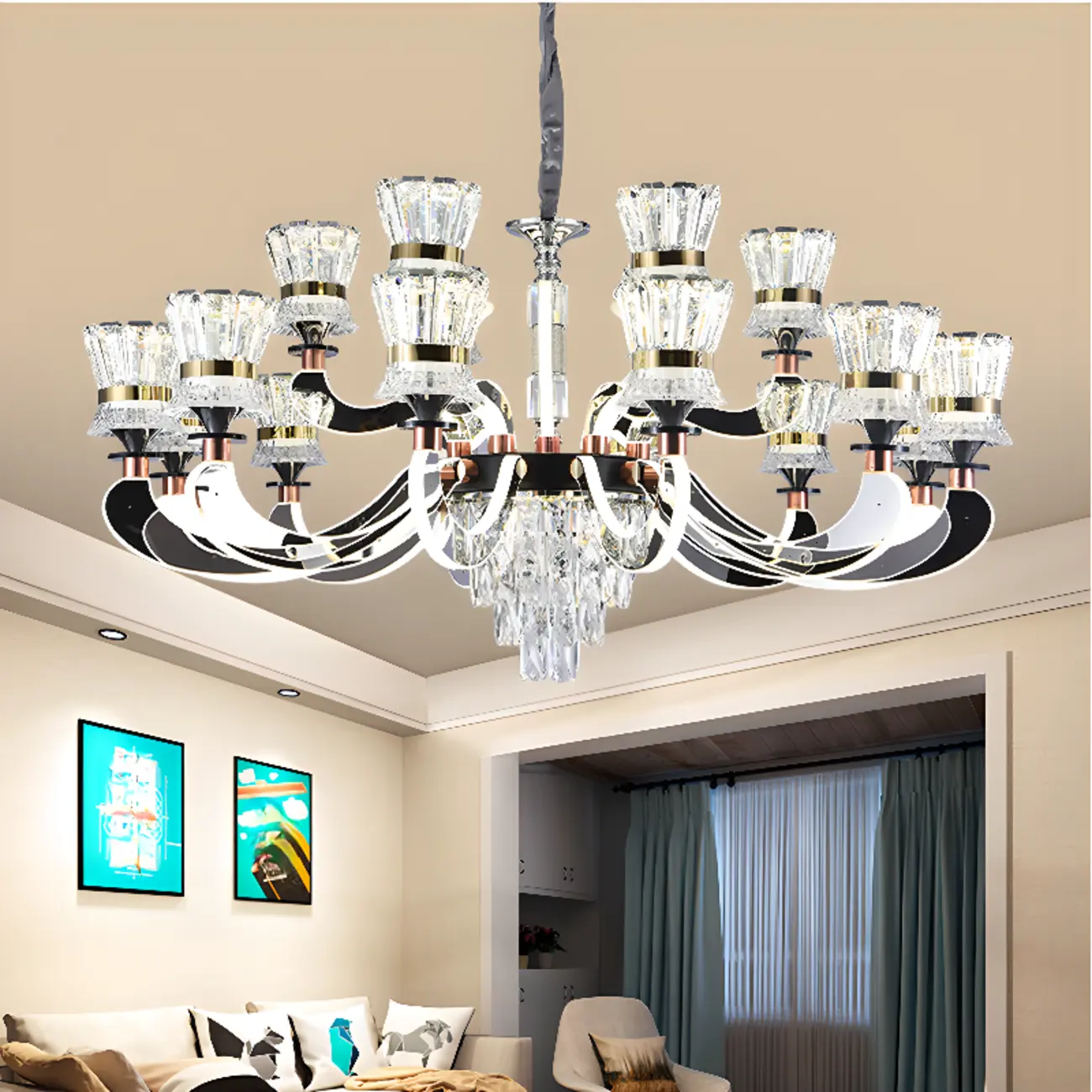 Luxury Crystal Chandelier with Modern Design for Dining Room Image - 2 | homeyfad