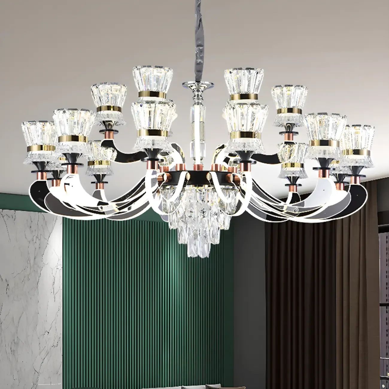Luxury Crystal Chandelier with Modern Design for Dining Room Image - 1