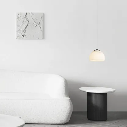 Modern Conical Alabaster White Bedroom Pendant Light Image - 2