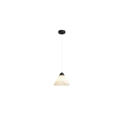 Modern Conical Alabaster White Bedroom Pendant Light Image - 8