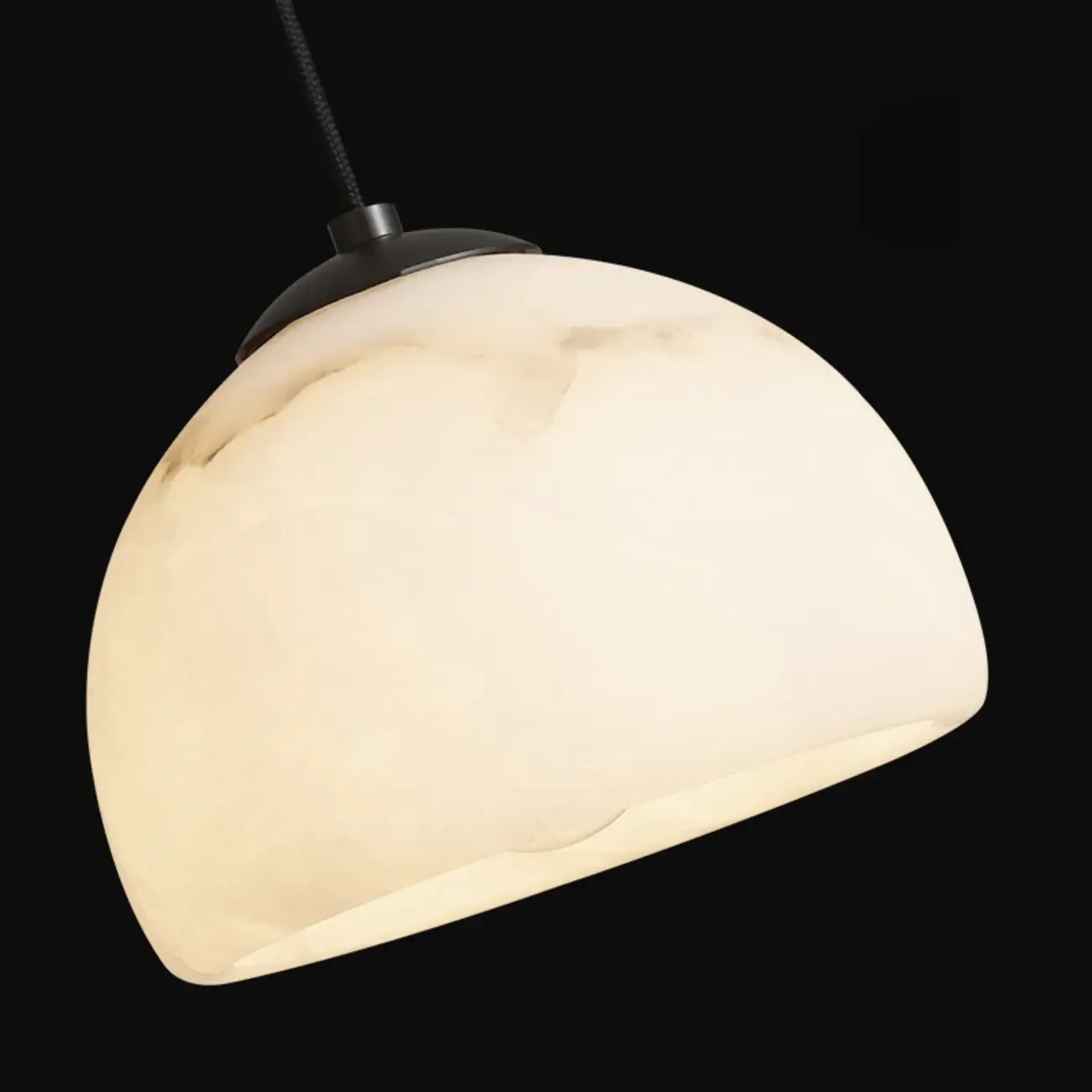 Modern Conical Alabaster White Bedroom Pendant Light Image - 5