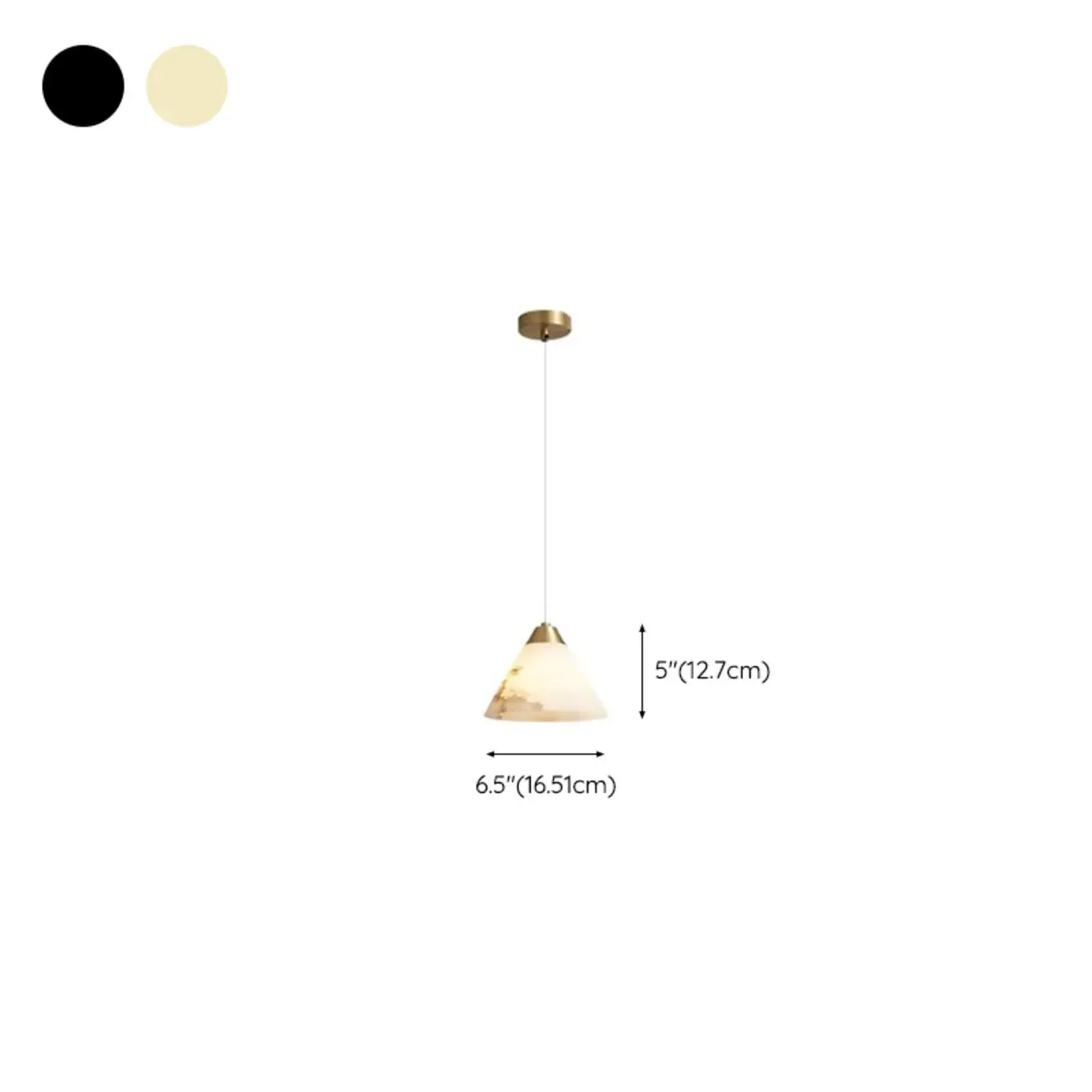 Modern Conical Alabaster White Bedroom Pendant Light Image - 14