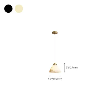 Modern Conical Alabaster White Bedroom Pendant Light Image - 14