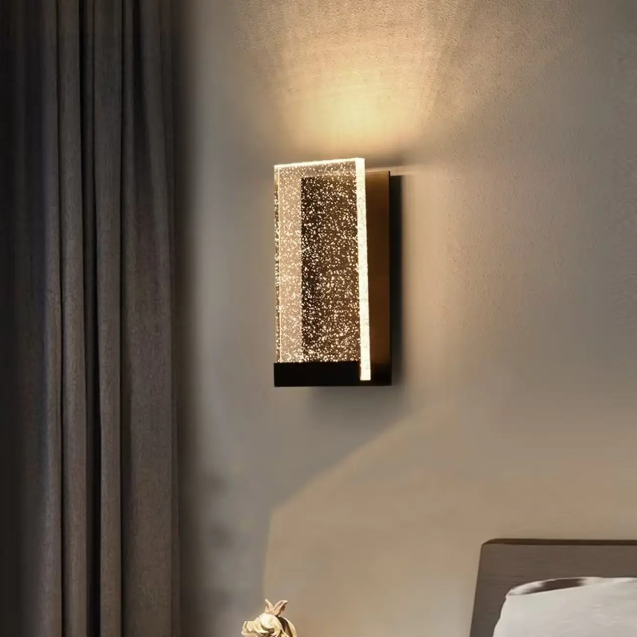 Geometric Crystal Wall Sconce with Clear Shade for Bedroom | homeyfad