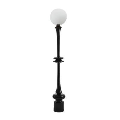 Modern Vertical Black LED Globe Floor Lamp for Living Room