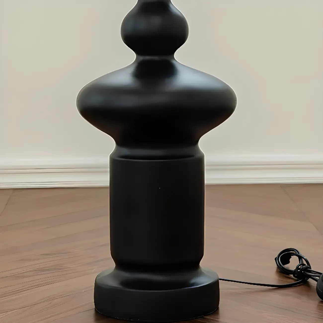 Modern Vertical Black LED Globe Floor Lamp for Living Room