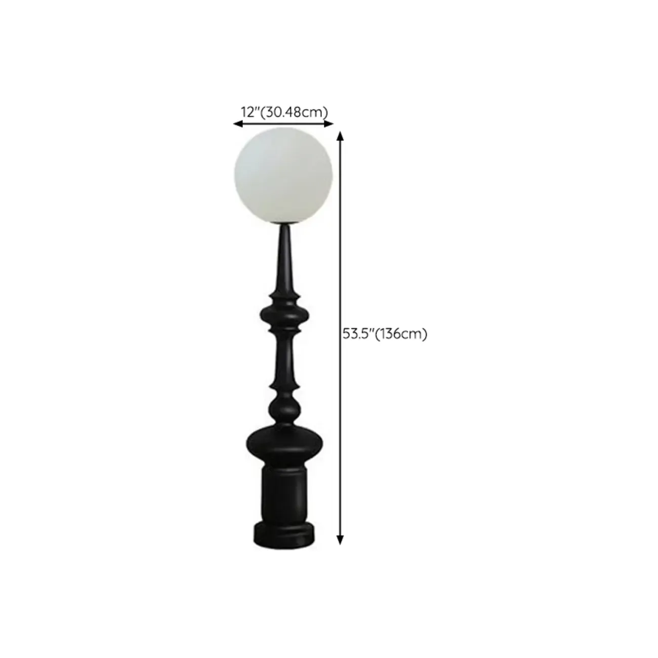 Modern Vertical Black LED Globe Floor Lamp for Living Room