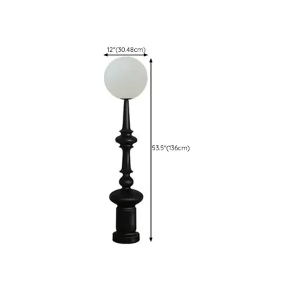 Modern Vertical Black LED Globe Floor Lamp for Living Room