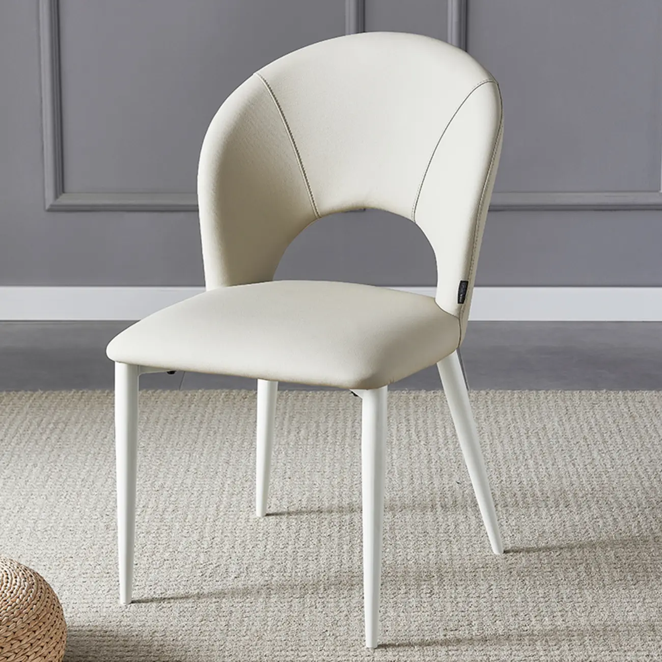 Mid Century Modern Dining Room Chairs Curved Back Faux Leather Image - 14 | homeyfad