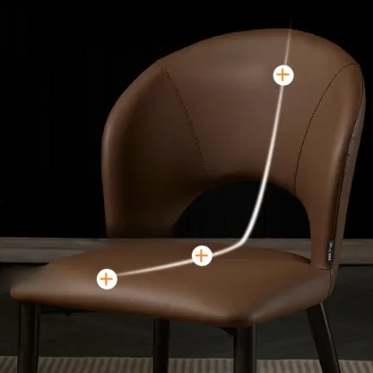 Mid Century Modern Dining Room Chairs Curved Back Faux Leather Image - 4