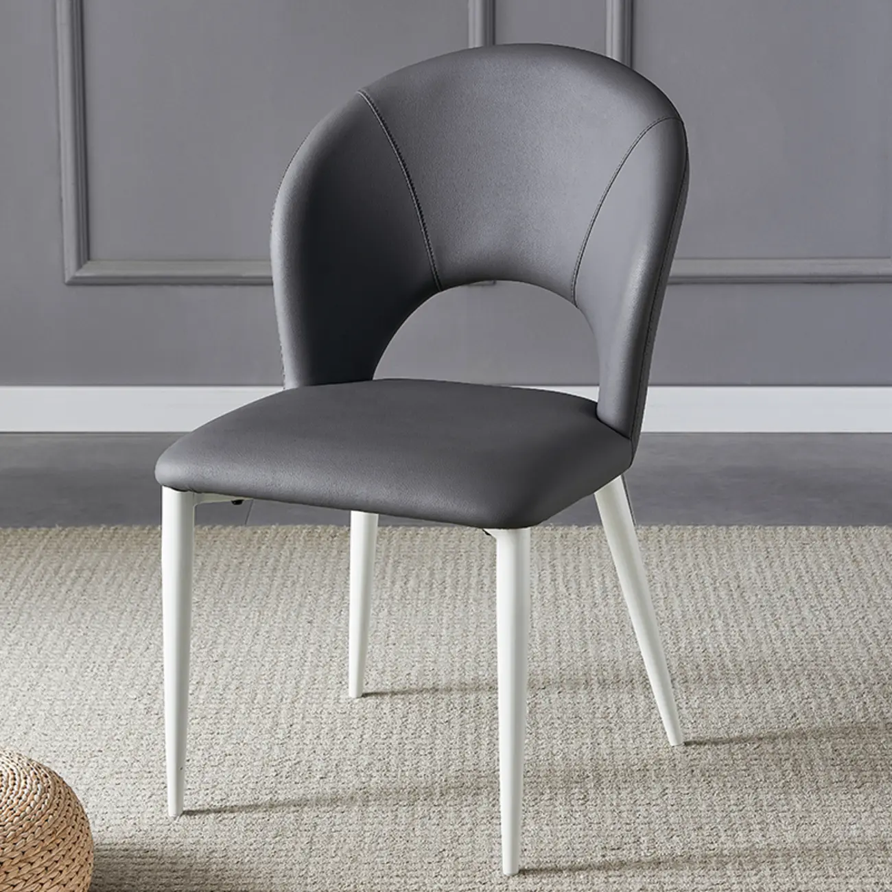 Mid Century Modern Dining Room Chairs Curved Back Faux Leather Image - 15 | homeyfad