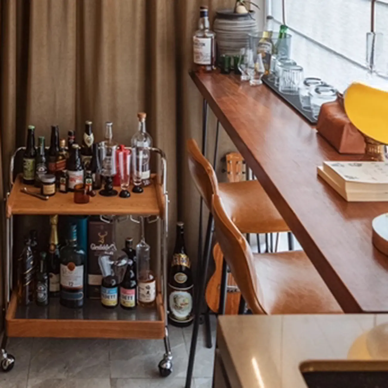 Modern Cocoa Four Legs Wooden Metal Bar Tables for Bistro Image - 4 | homeyfad