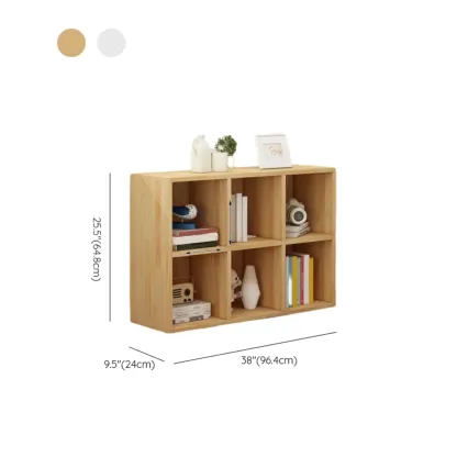 Minimalist White/ Natural Finish Wood Low Cube Bookcase Image - 15