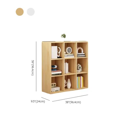 Minimalist White/ Natural Finish Wood Low Cube Bookcase Image - 17