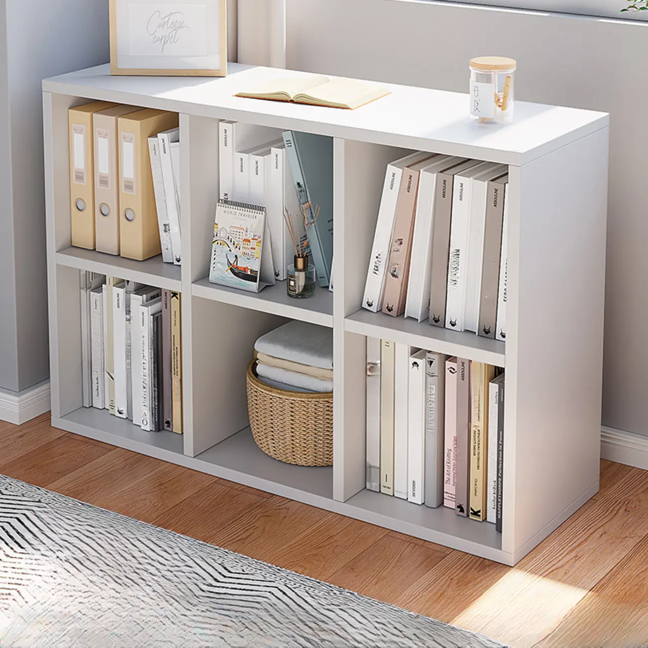 Casual White Wood Cube Horizontal Bookcase Image - 1 | homeyfad