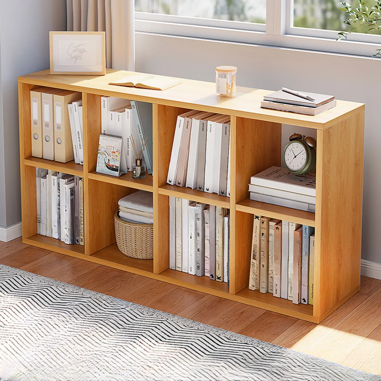 Casual White Wood Cube Horizontal Bookcase Image - 4 | homeyfad