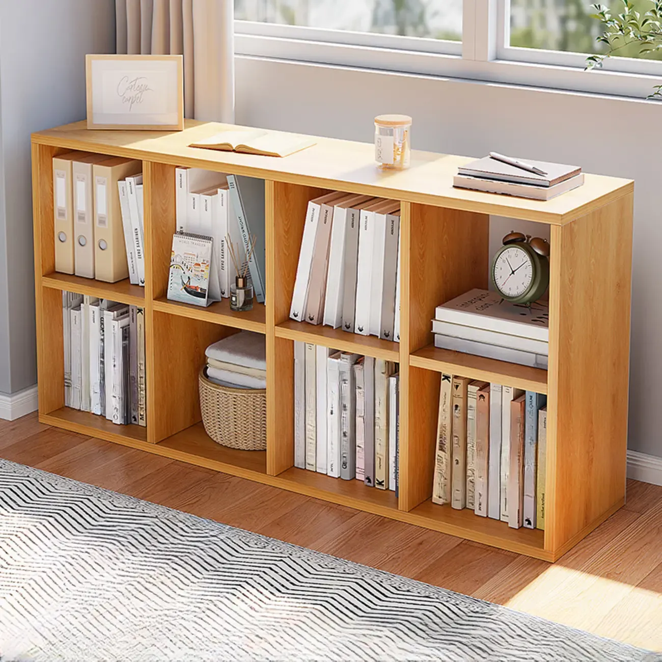 Casual White Wood Cube Horizontal Bookcase Image - 4