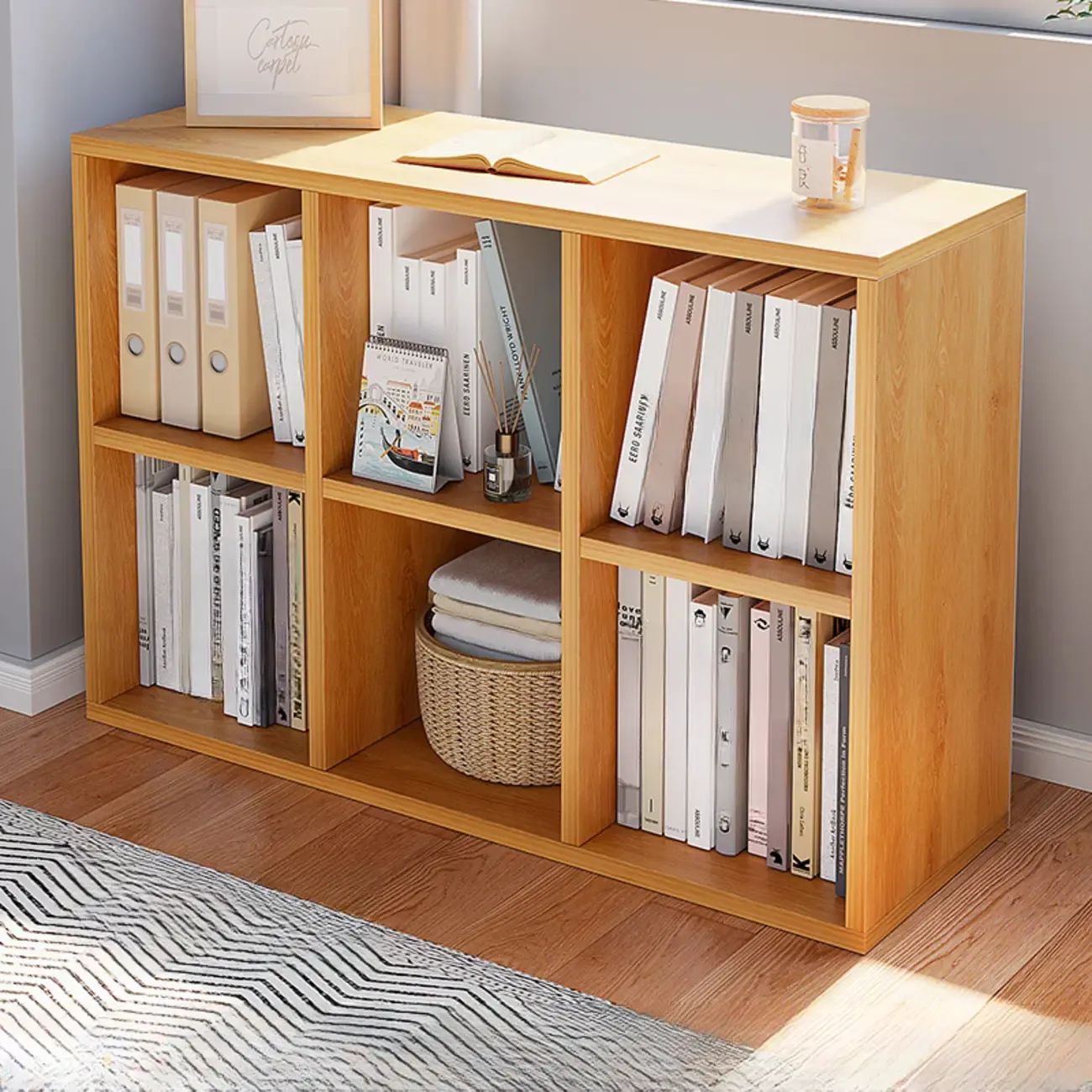 Casual White Wood Cube Horizontal Bookcase Image - 5