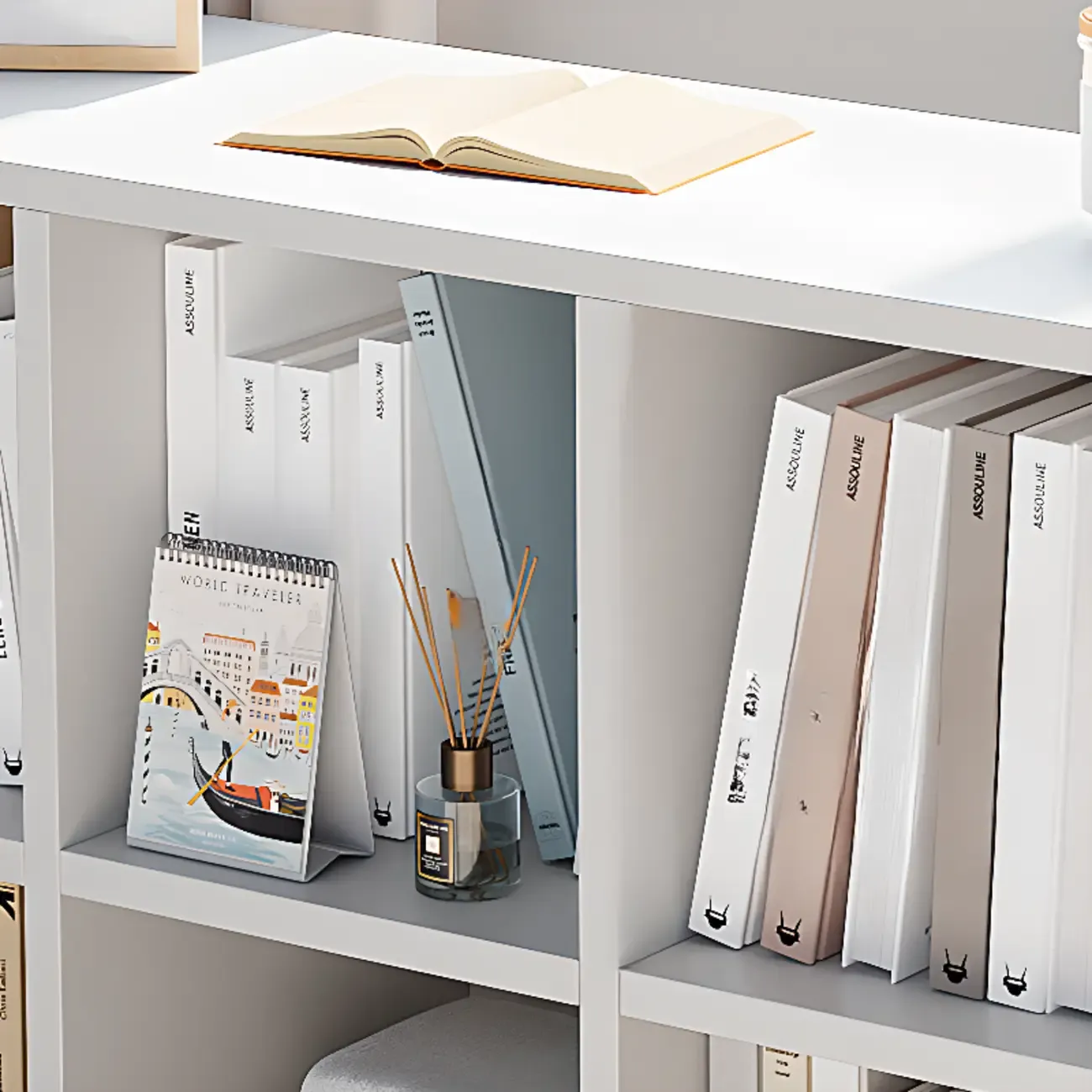 Casual White Wood Cube Horizontal Bookcase Image - 6