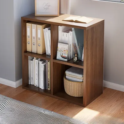 Casual White Wood Cube Horizontal Bookcase Image - 7