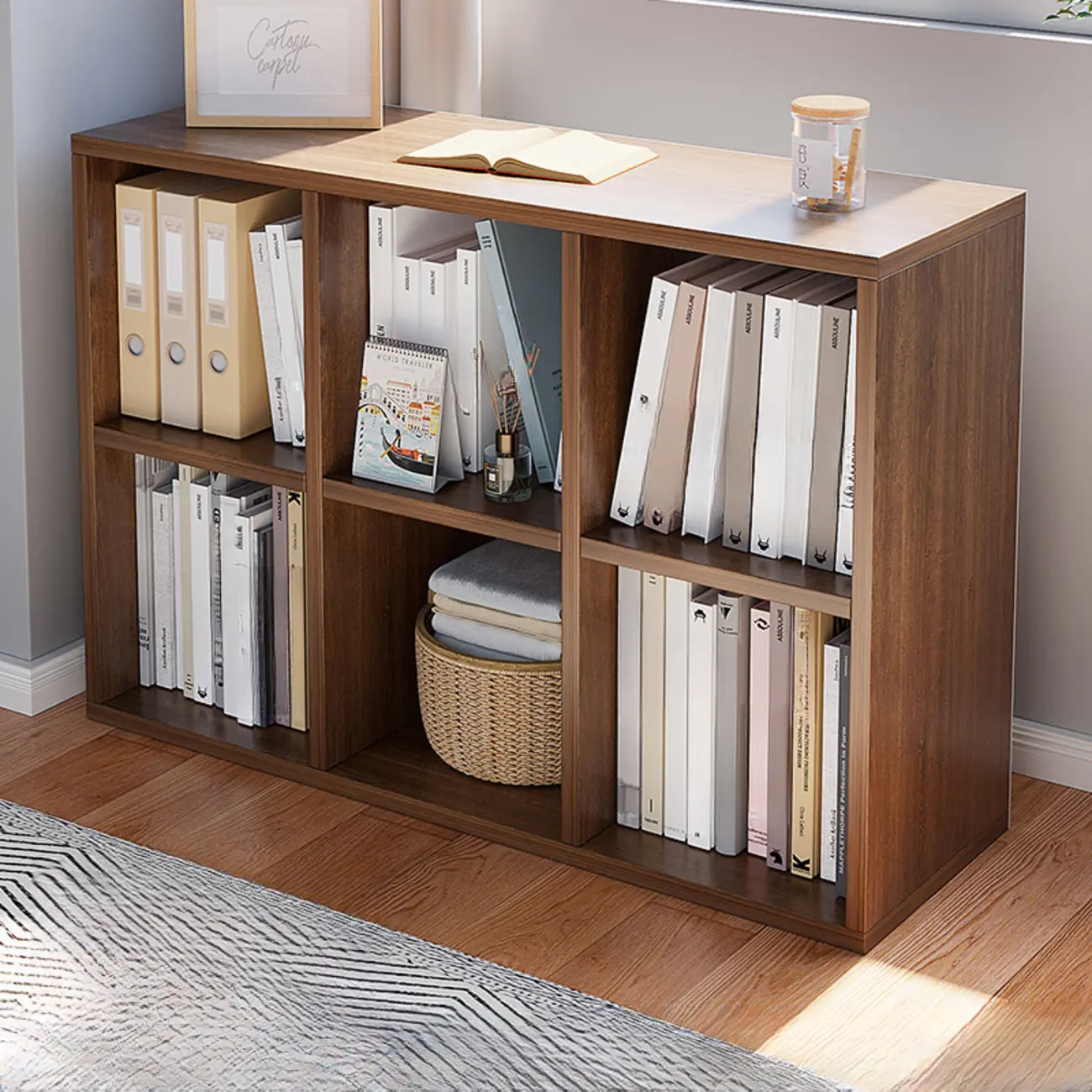 Casual White Wood Cube Horizontal Bookcase Image - 9 | homeyfad