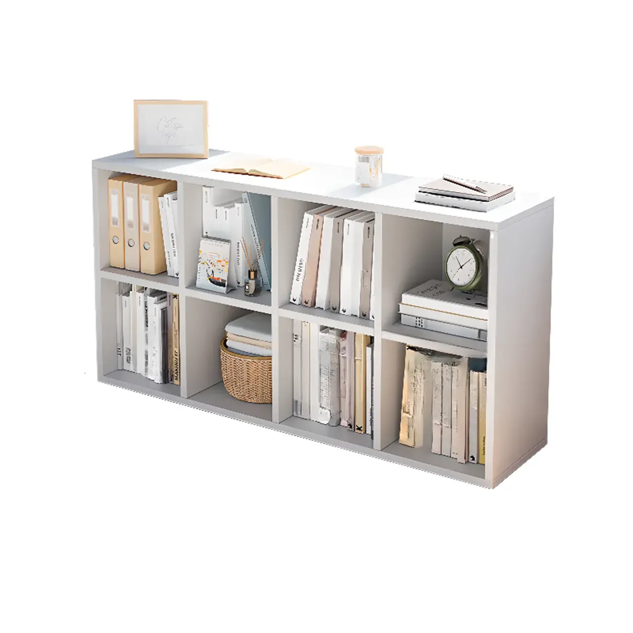 Casual White Wood Cube Horizontal Bookcase Image - 12