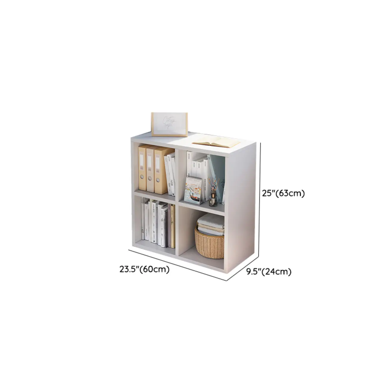 Casual White Wood Cube Horizontal Bookcase #size | homeyfad