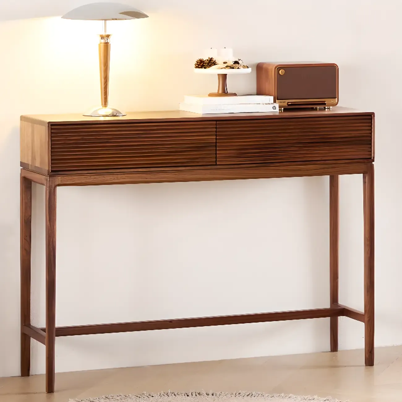 Entryway Wood Brown Console Table with Storage Image - 1