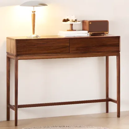 Entryway Wood Brown Console Table with Storage Image - 1