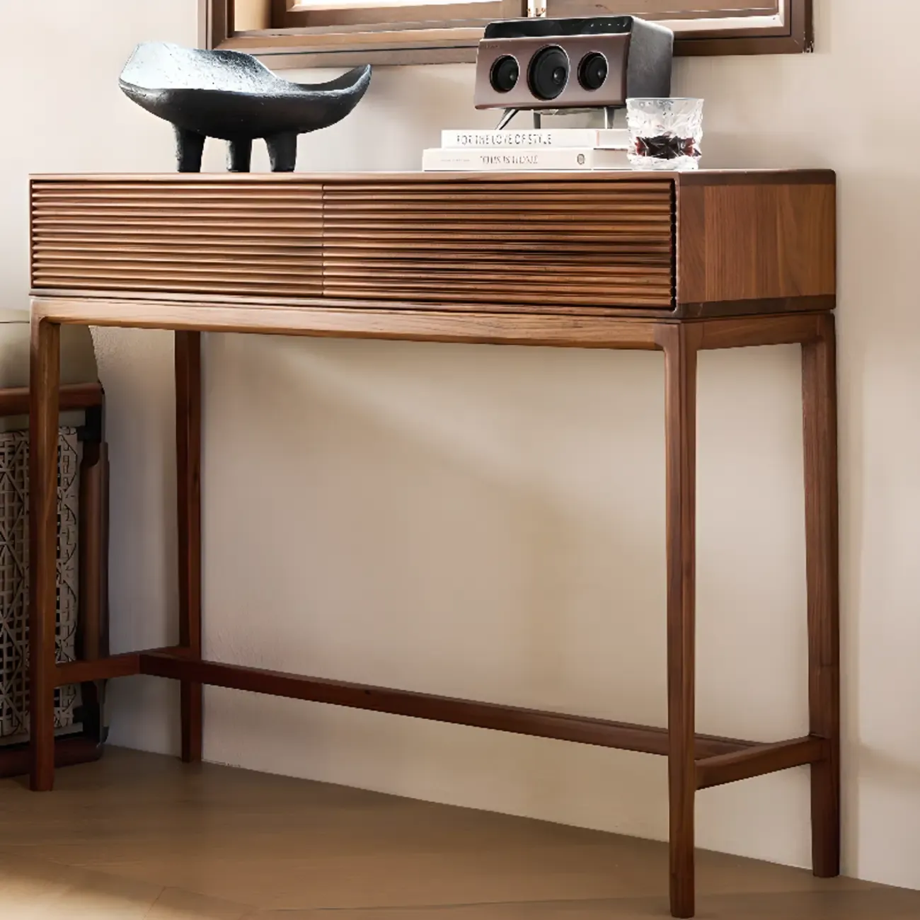 Entryway Wood Brown Console Table with Storage Image - 3