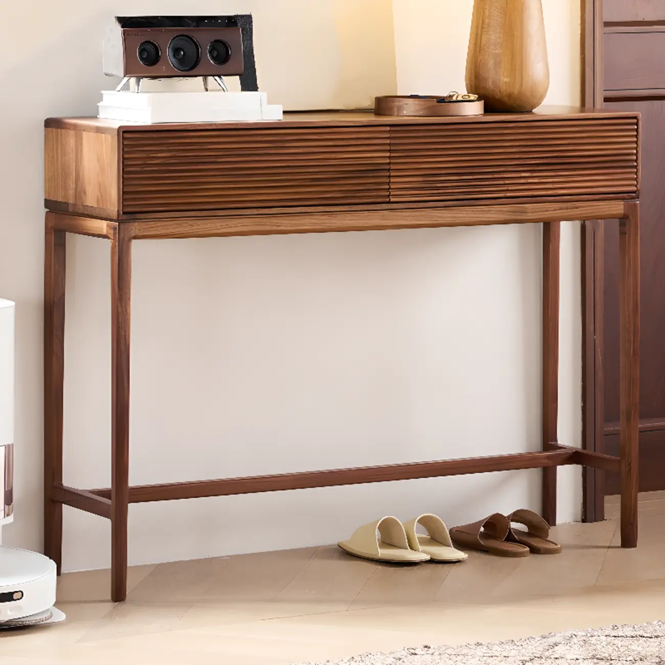 Entryway Wood Brown Console Table with Storage Image - 4 | homeyfad