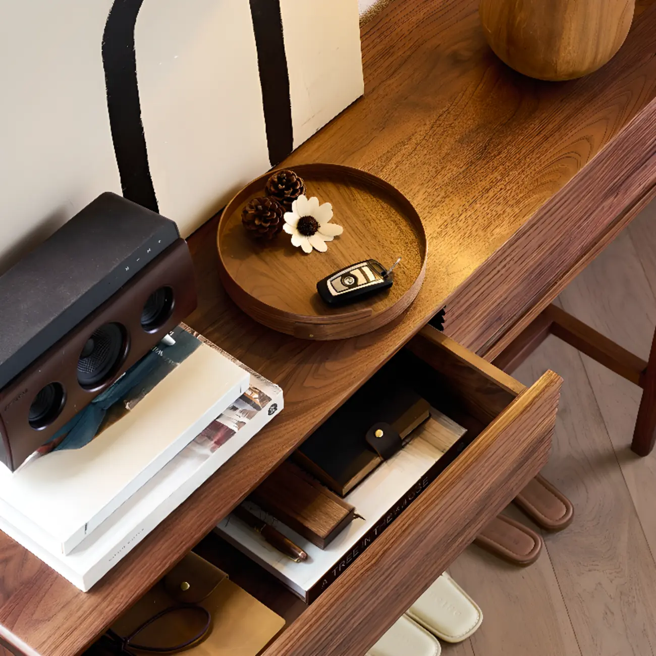 Entryway Wood Brown Console Table with Storage Image - 7 | homeyfad