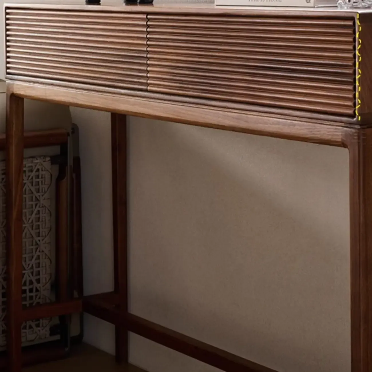 Entryway Wood Brown Console Table with Storage Image - 9