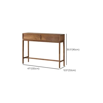 Entryway Wood Brown Console Table with Storage #size