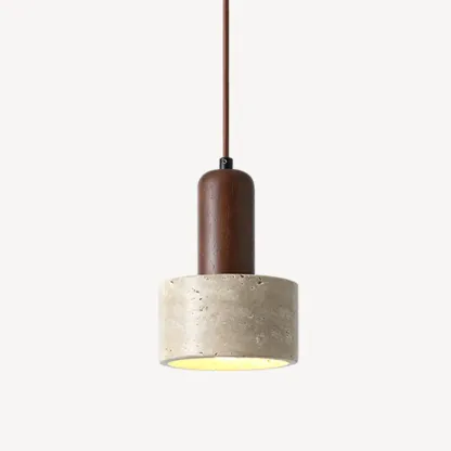 Cylinder Wood and Stone Bedside Pendant Wall Sconce  Image - 6